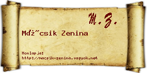 Mácsik Zenina névjegykártya
