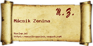 Mácsik Zenina névjegykártya
