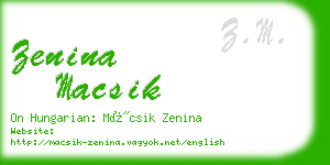 zenina macsik business card